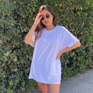 Polera Algodón Organico Blanca Oversize