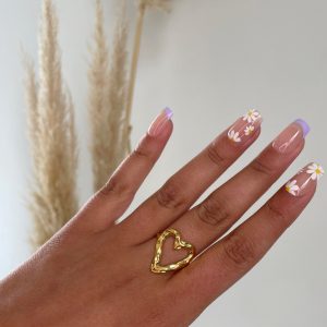 Anillo Ajustables Corazón Baño de Oro