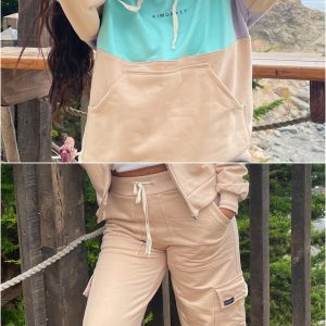 Conjunto Polerón Chicago + Pantalón Cargo Beige