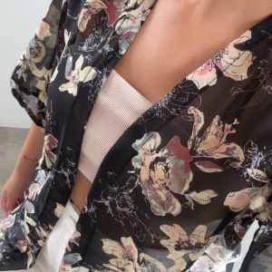 Kimono Leblon Negro Estampado