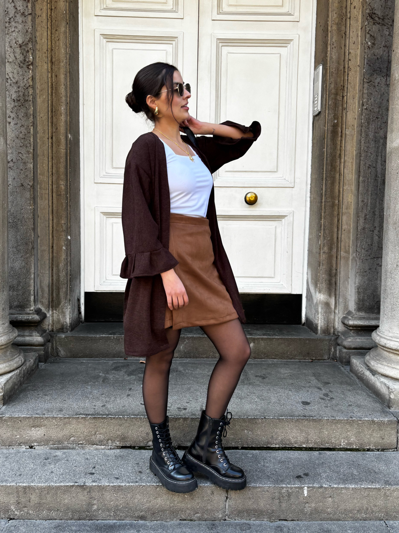 Conjunto Sidney Kimono Café-Falda Café