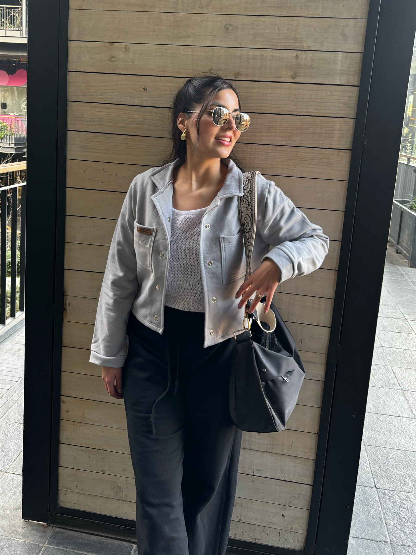 Conjunto Londres Bicolor Gris-Negro