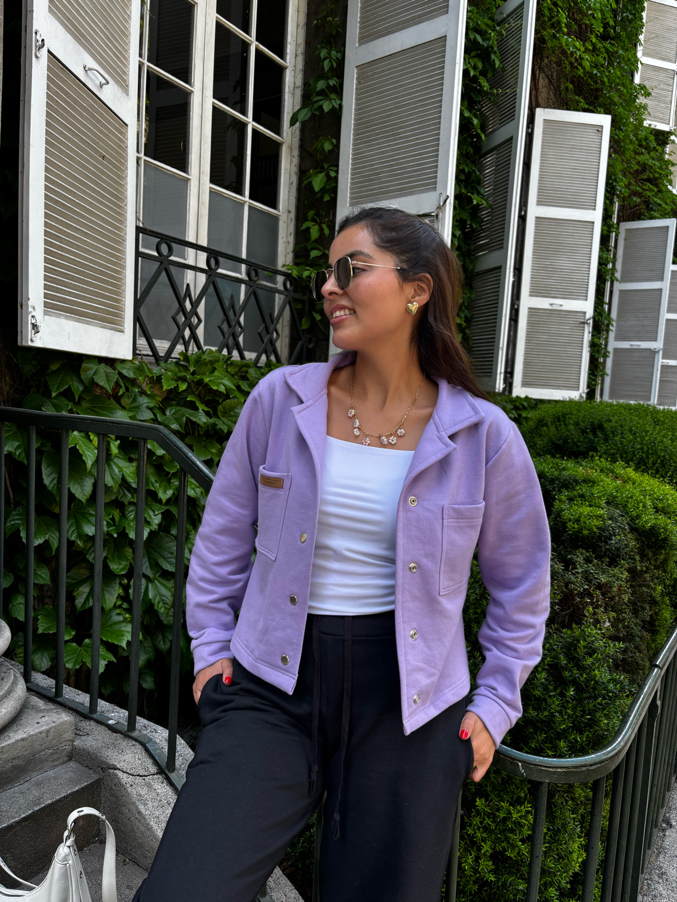 Conjunto Londres Bicolor Lila-Negro