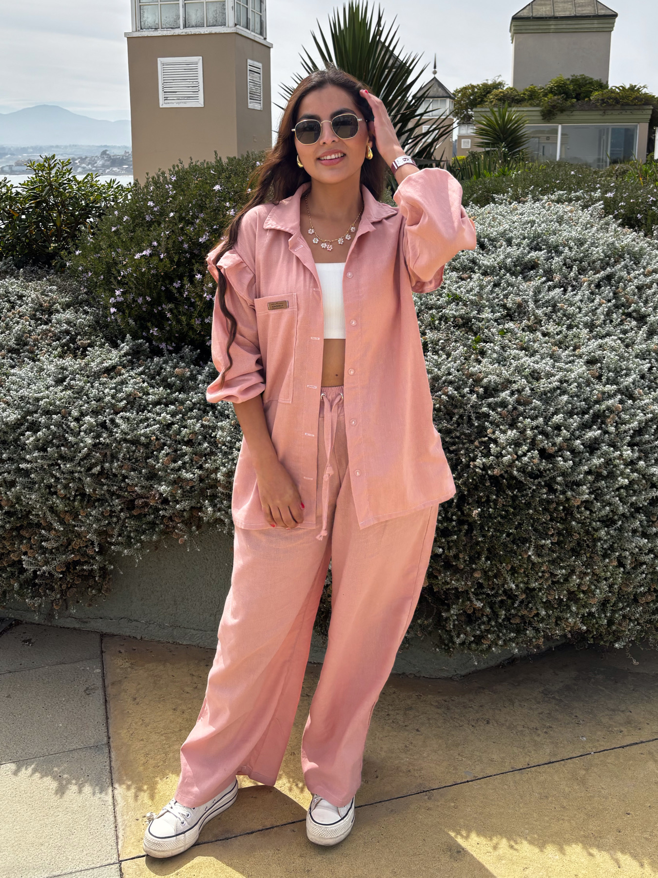 Conjunto Viena Camisa+Palazo Rosado