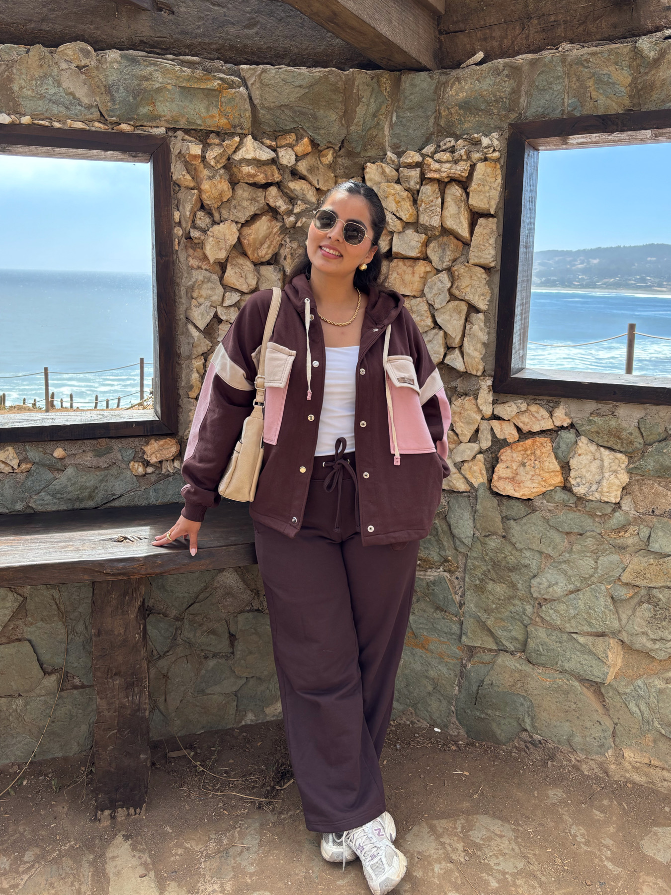 Conjunto Monaco – Café (Beige y Rosa)